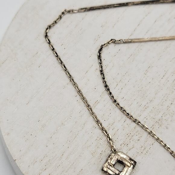 Womens Sterling Silver Pull Through Long Chain Cube Dangle Drop Earrings - Picture 9 of 12